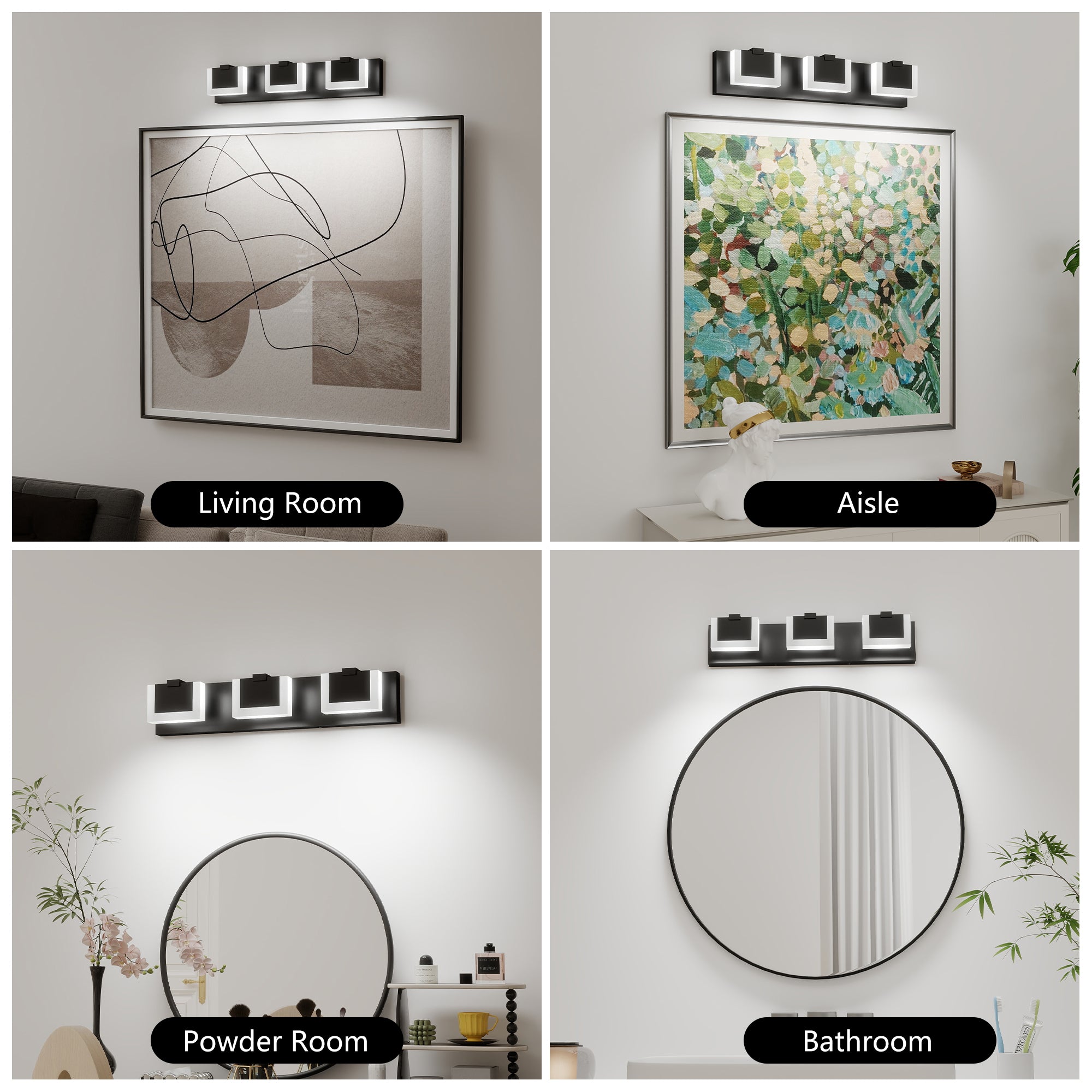 3-Light Black LED Vanity Fixture - view 3