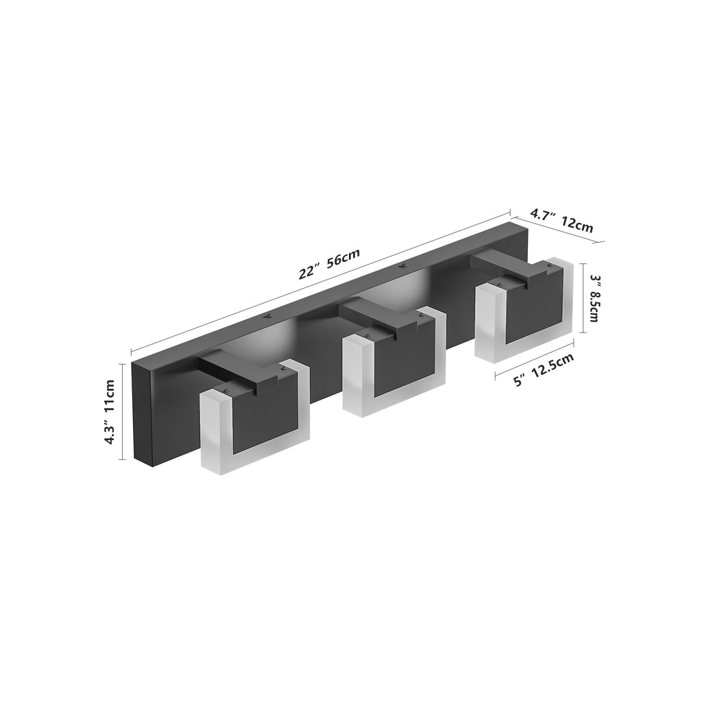 3-Light Black LED Vanity Fixture - view 9