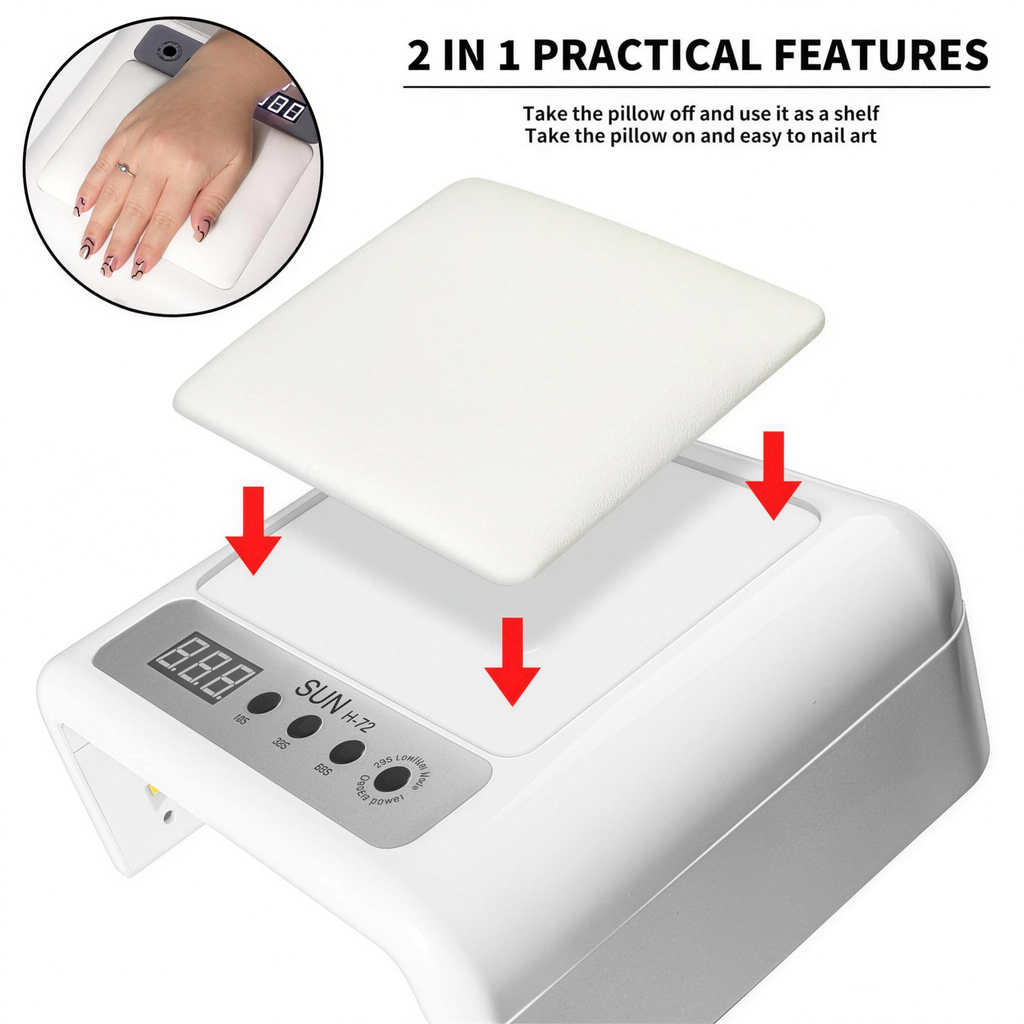UV/LED Nail Lamp – 72W Gel Nail Curing Light with Arm Rest