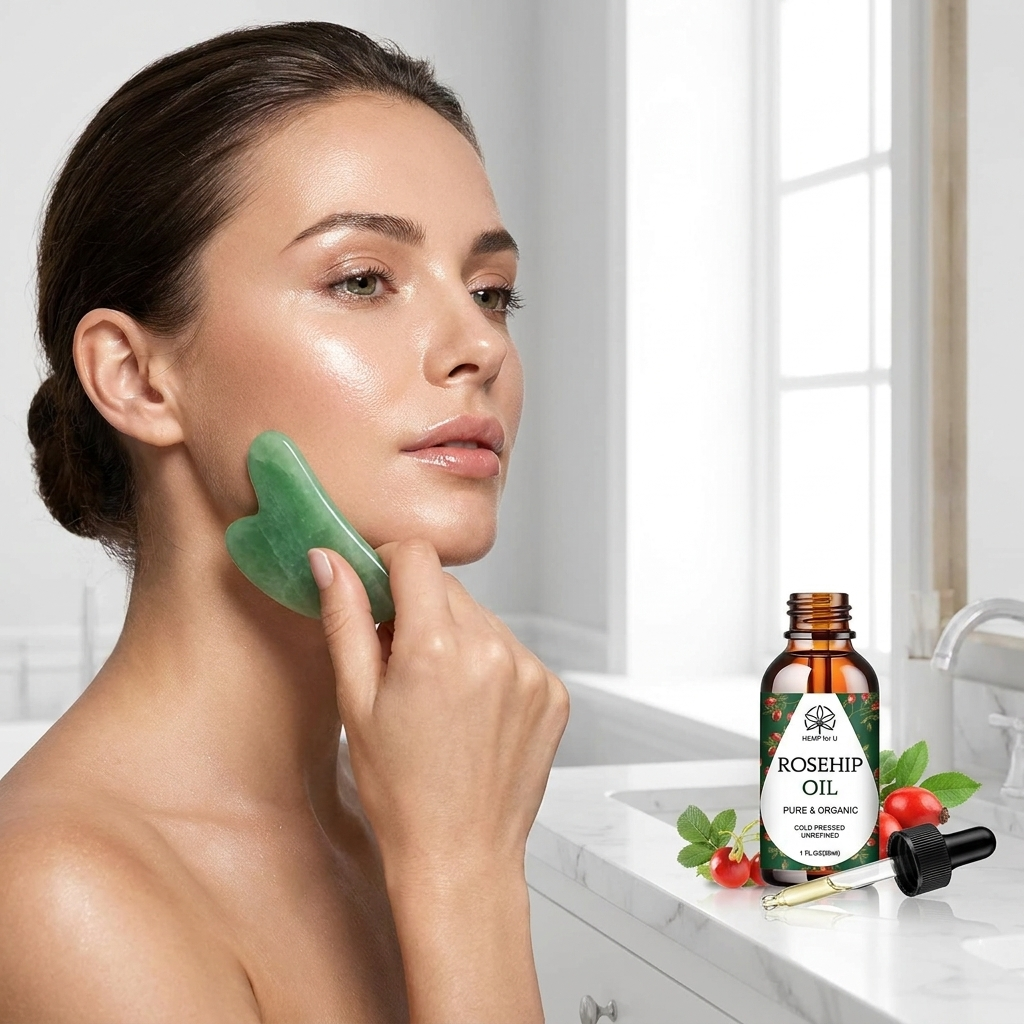 Jade Gua Sha & Rosehip Oil Set